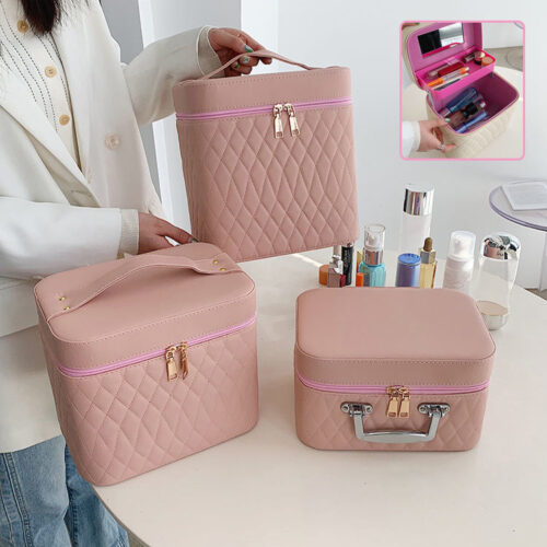 BelleCase Luxe™ – Portable Cosmetic Bag with Mirror